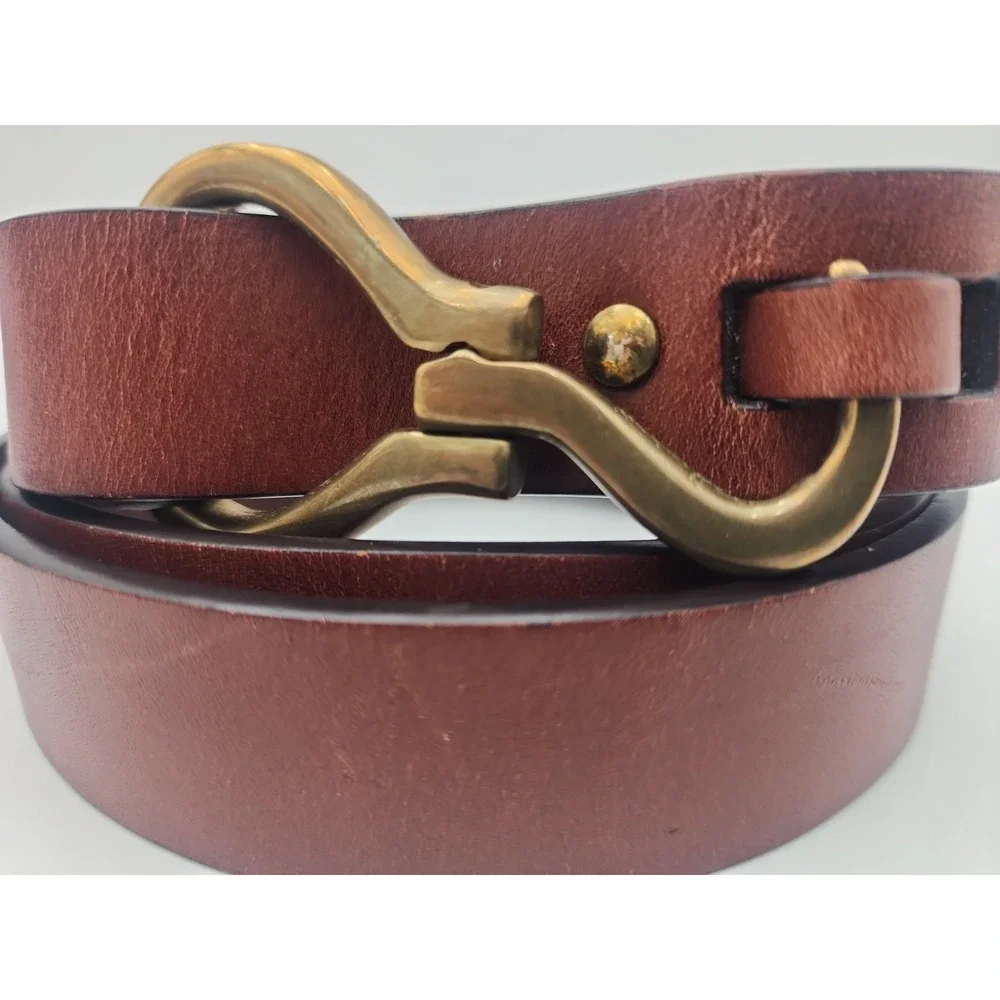 ORVIS Hoof Pick Belt, Brown Leather, Brass Buckle, Sz 40, 44.5
